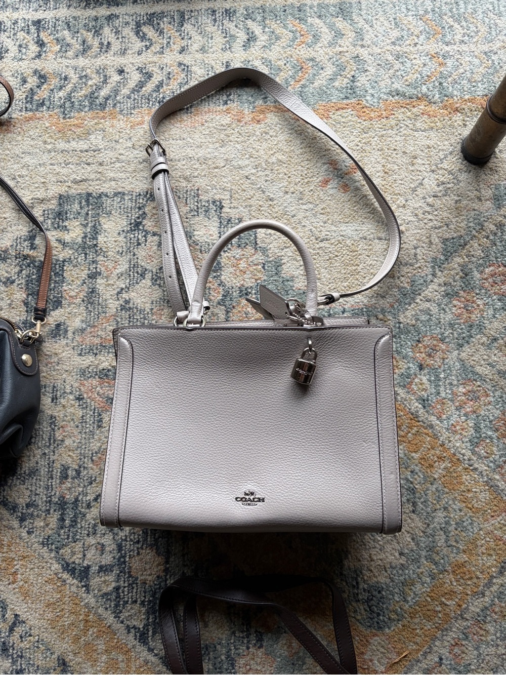 Coach Pebbled Leather Satchel in Light Gray